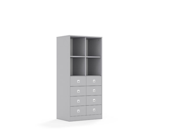 Regał Blox Base 70 4PP 8SB 706x466x1517 korpus szary/8x szuflada szara - Szafy i Regały