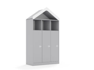 Regał Blox Base 110 4PP 3F3 z daszkiem 1049x466x1927 korpus szary/3x front szary - płyta HDF