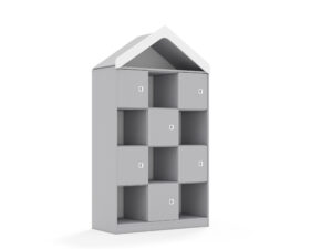 Regał Blox Base 110 4PP 6F1 z daszkiem 1049x466x1927 korpus szary/6x front szary - wariant 1 - płyta HDF