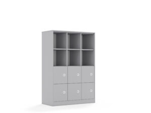 Regał Blox Base 110 4PP 6F1 1049x466x1517 korpus szary/6x front szary - wariant 1 - płyta HDF