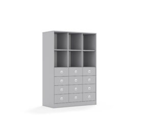 Regał Blox Base 110 4PP 8SB 4SS 1049x466x1517 korpus szary/12x szuflada szara - płyta HDF