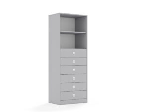 Regał Blox Base 70 5P 6S 706x466x1869 korpus szary/6x szuflada szara - płyta HDF