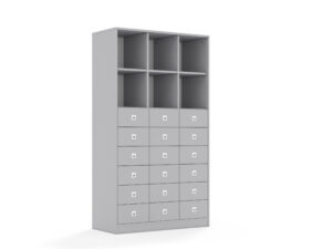 Regał Blox Base 110 5PP 12SB 6SS 1049x466x1869 korpus szary/18x szuflada szara - płyta HDF