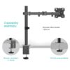 Uchwyt biurkowy dla monitora 13"-34" maks 8 kg, nachylny i obrotowy, z obracaniem, czarny D121E -