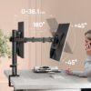 Uchwyt biurkowy dla dwóch monitorów 13"-32" maks 8 kg, nachylny i obrotowy, z obracaniem, czarny D221E -