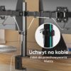 Uchwyt biurkowy dla dwóch monitorów 13"-32" maks 8 kg, nachylny i obrotowy, z obracaniem, czarny D221E -