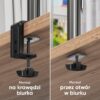 Uchwyt biurkowy dla dwóch monitorów 13"-32" maks 8 kg, nachylny i obrotowy, z obracaniem, czarny D221E -
