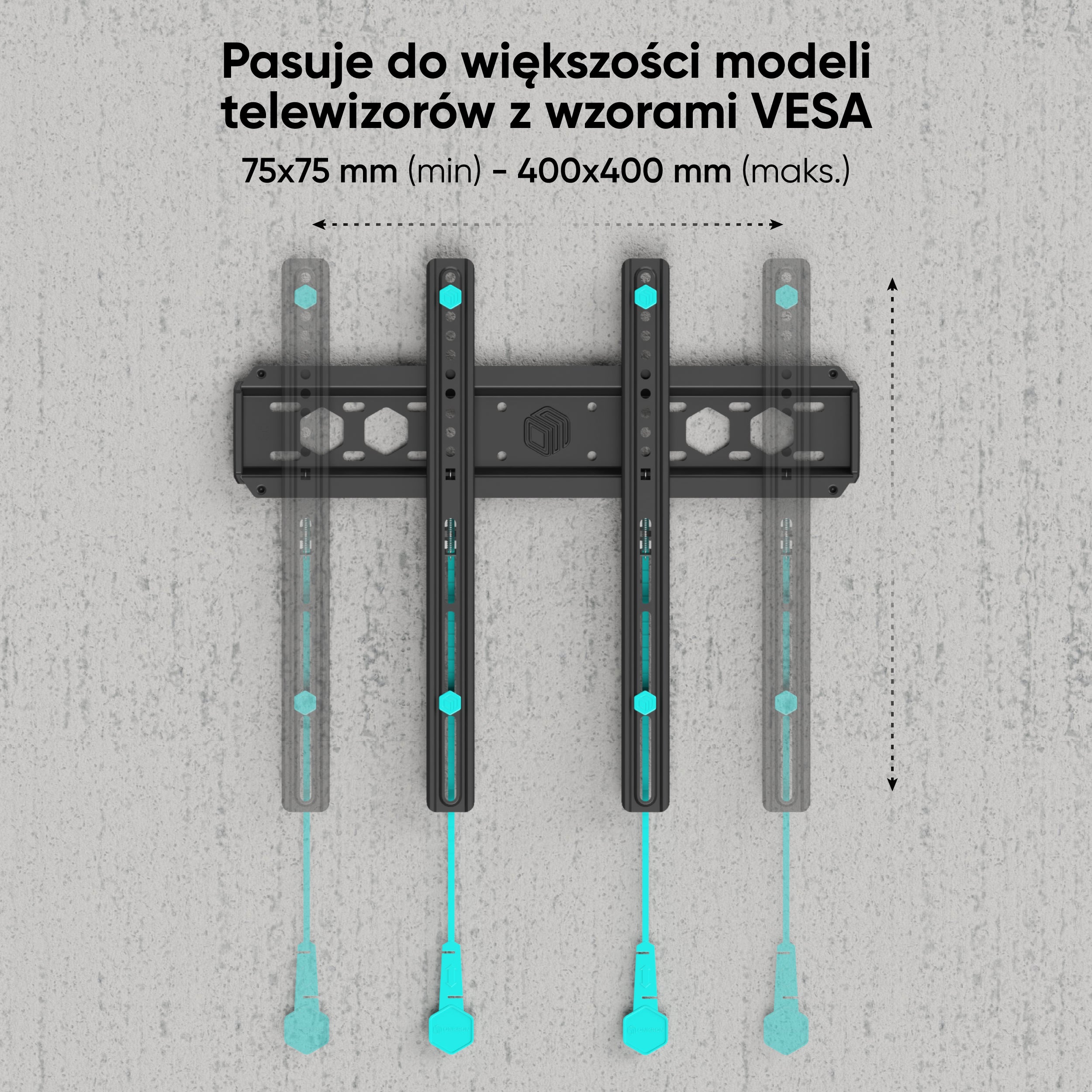 Stały uchwyt TV dla 35"-65" maks 56 kg, czarny FM5 6 Stały uchwyt TV dla 35"-65" maks 56 kg, czarny FM5 -