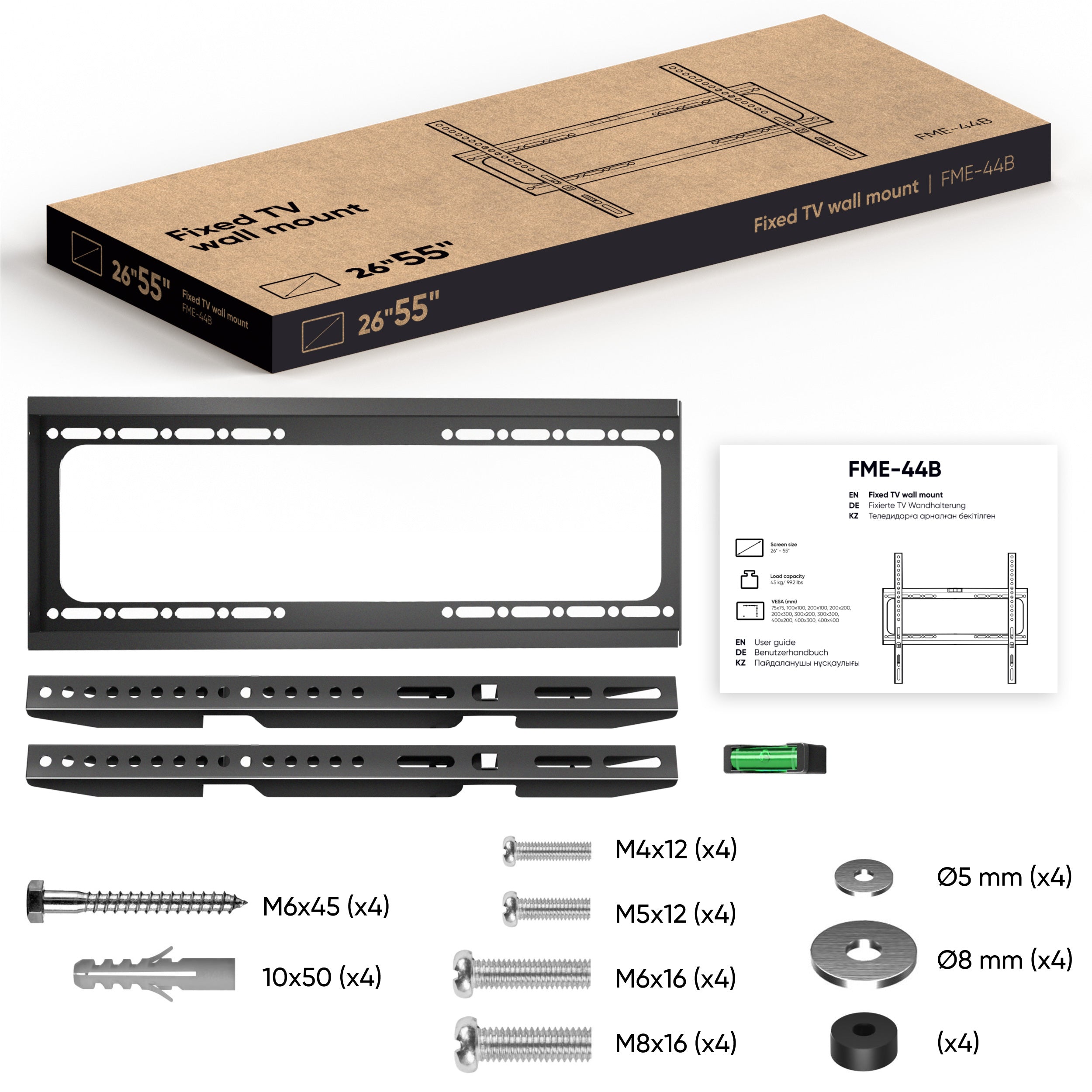 Stały uchwyt na TV 26"-55" maks 45 kg, czarny FME-44B 8 Stały uchwyt na TV 26"-55" maks 45 kg, czarny FME-44B -