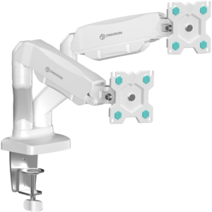 Uchwyt biurkowy dla dwóch monitorów 13"-32" maks 8 kg, nachylny i obrotowy, z obracaniem, biały G160 - Sprzęt interaktywny