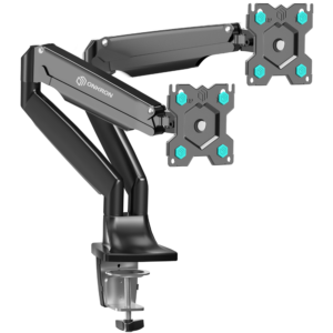 Uchwyt biurkowy dla dwóch monitorów 13"-32" maks 9 kg, nachylny i obrotowy, z obracaniem, czarny G200 - Sprzęt interaktywny