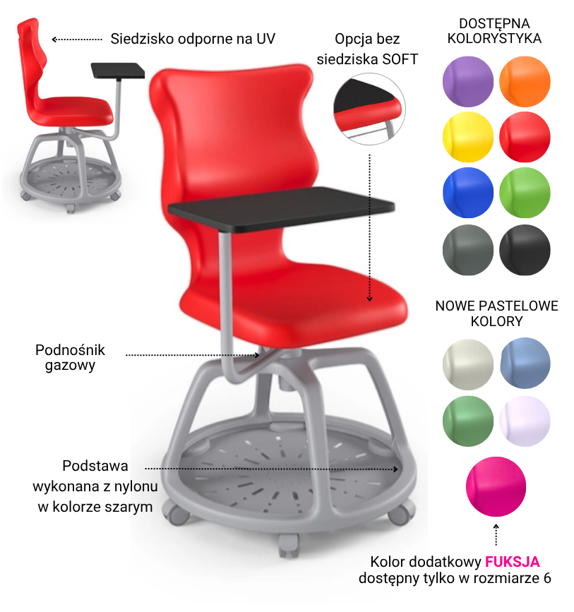 Krzesło szkolne Pocket Plus szary rozmiar 6 niebieski 3 Krzesło Pocket Plus