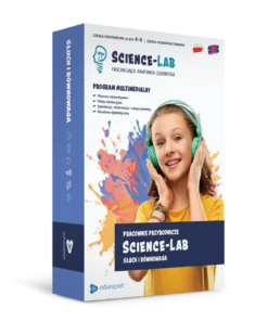 Program multimedialny Science-Lab: Fascycująca anatomia człowieka - Słuch i równowaga z dziewczynką w słuchawkach.