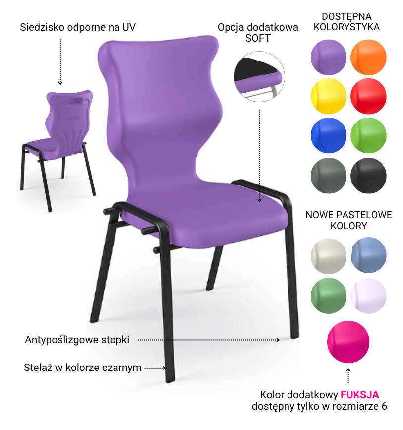 Krzesło Student rozmiar 6 siedzisko niebieski/stelaż czarny 3 Krzesło Student rozmiar 6 siedzisko niebieski/stelaż czarny -