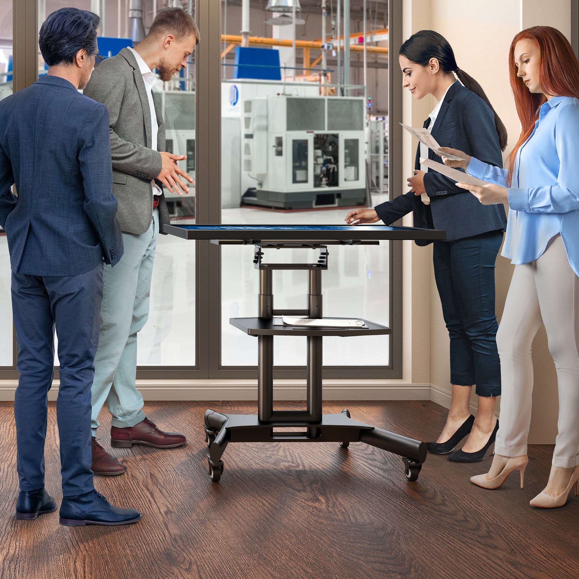 Mobilny stojak dla TV lub panelu interaktywnego 32"-70" maks 45 kg, pochyły, czarny TS1350 5 Mobilny stojak dla TV lub panelu interaktywnego 32"-70" maks 45 kg, pochyły, czarny TS1350 -