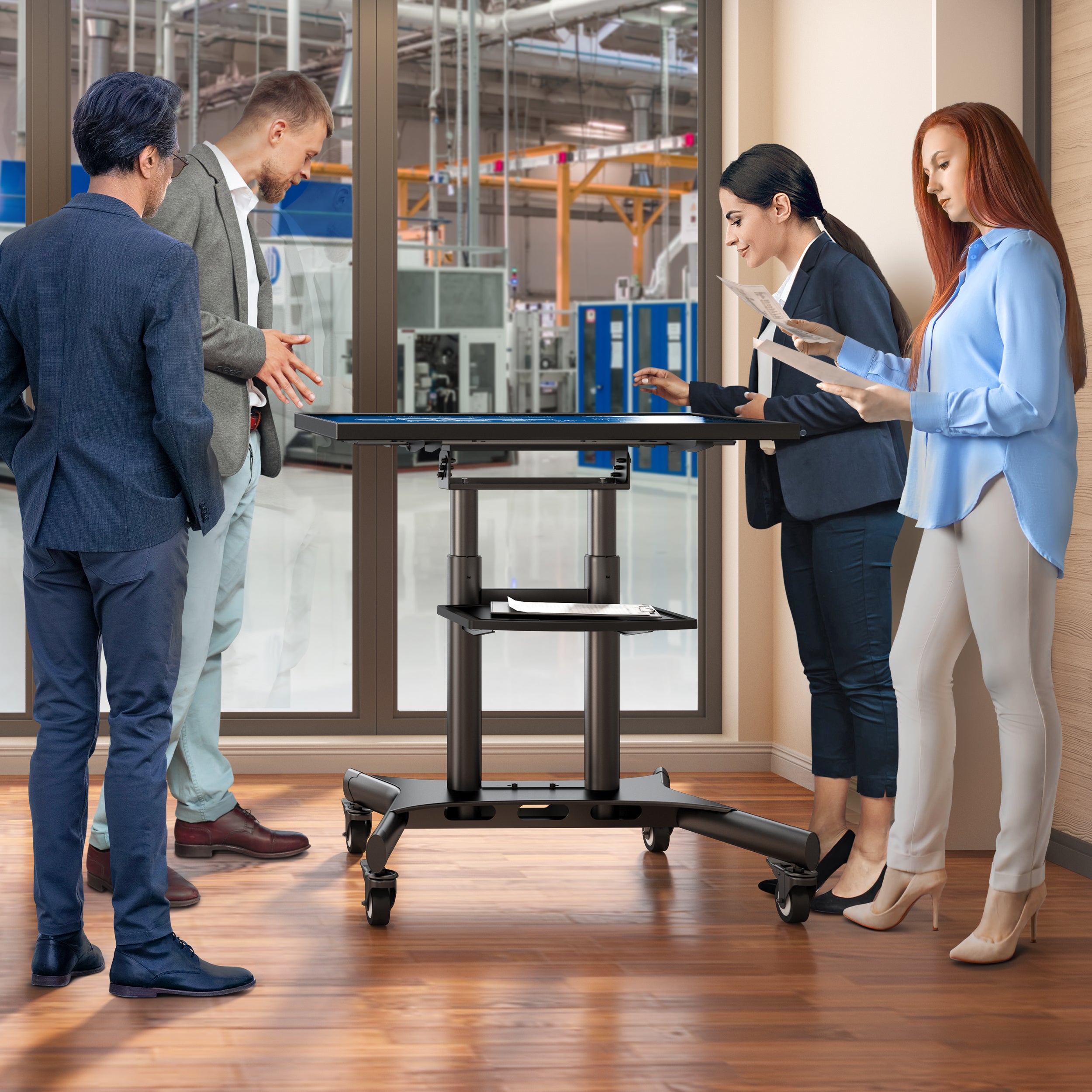 Mobilny stojak dla TV lub panelu interaktywnego 50"-83" maks 70 kg, pochyły, czarny TS1380 5 Mobilny stojak dla TV lub panelu interaktywnego 50"-83" maks 70 kg, pochyły, czarny TS1380 -