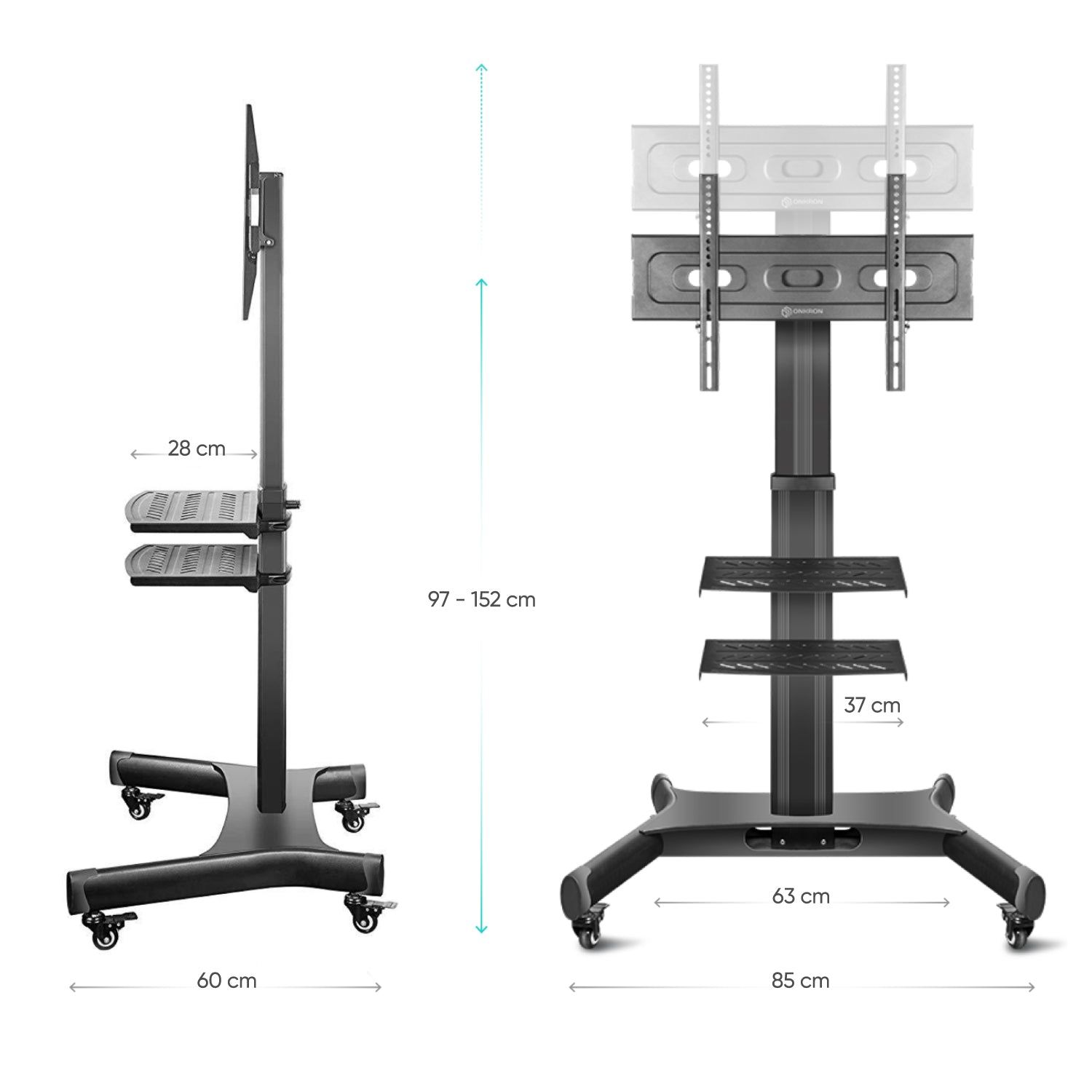 Mobilny stojak do TV 32" - 65" do 32,6 kg TS1661, Czarny 8 Mobilny stojak do TV 32" - 65" do 32,6 kg TS1661, Czarny -