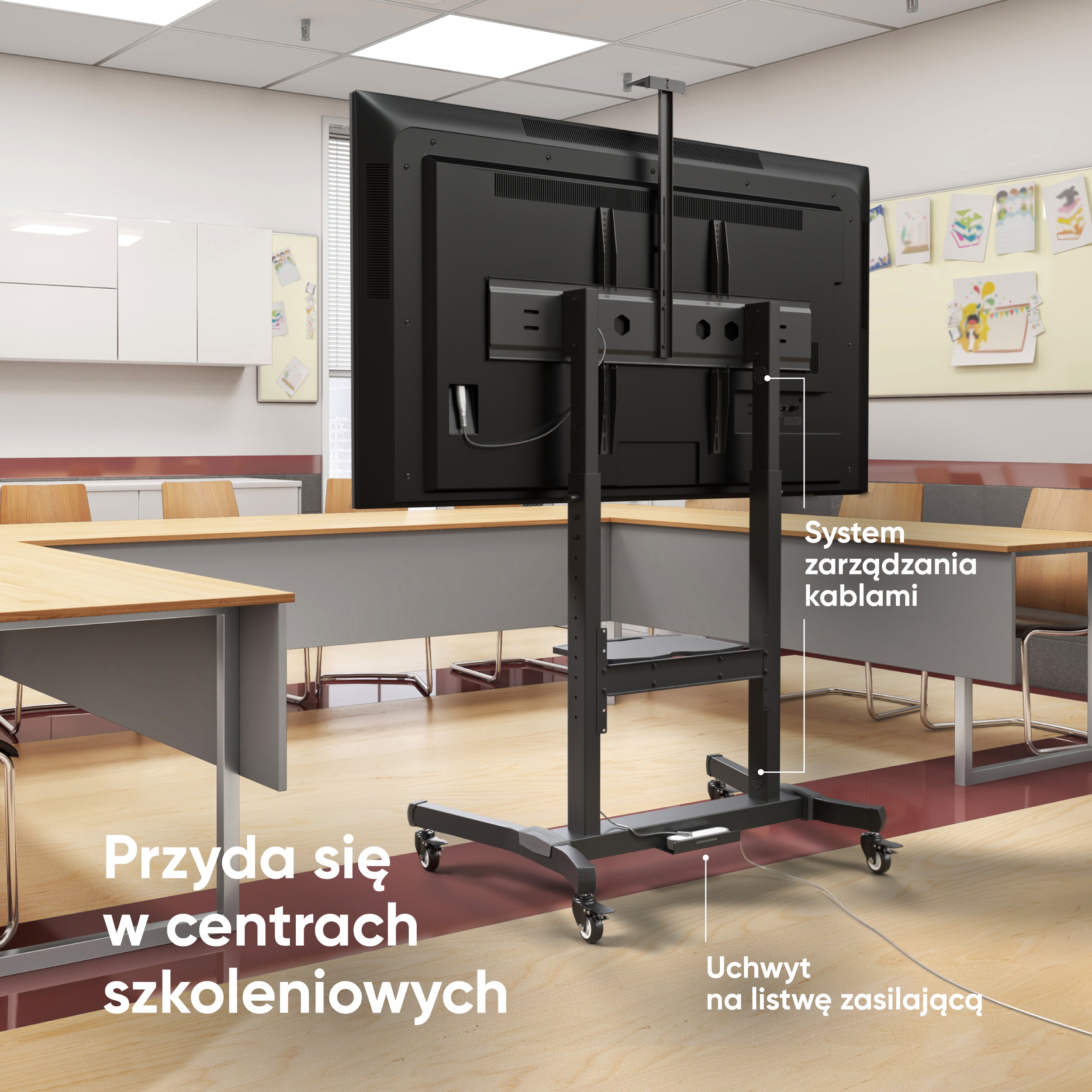 Mobilny stojak TV dla 50"-100" maks 120 kg, pochyły, czarny TS1991 10 Mobilny stojak TV dla 50"-100" maks 120 kg, pochyły, czarny TS1991 -