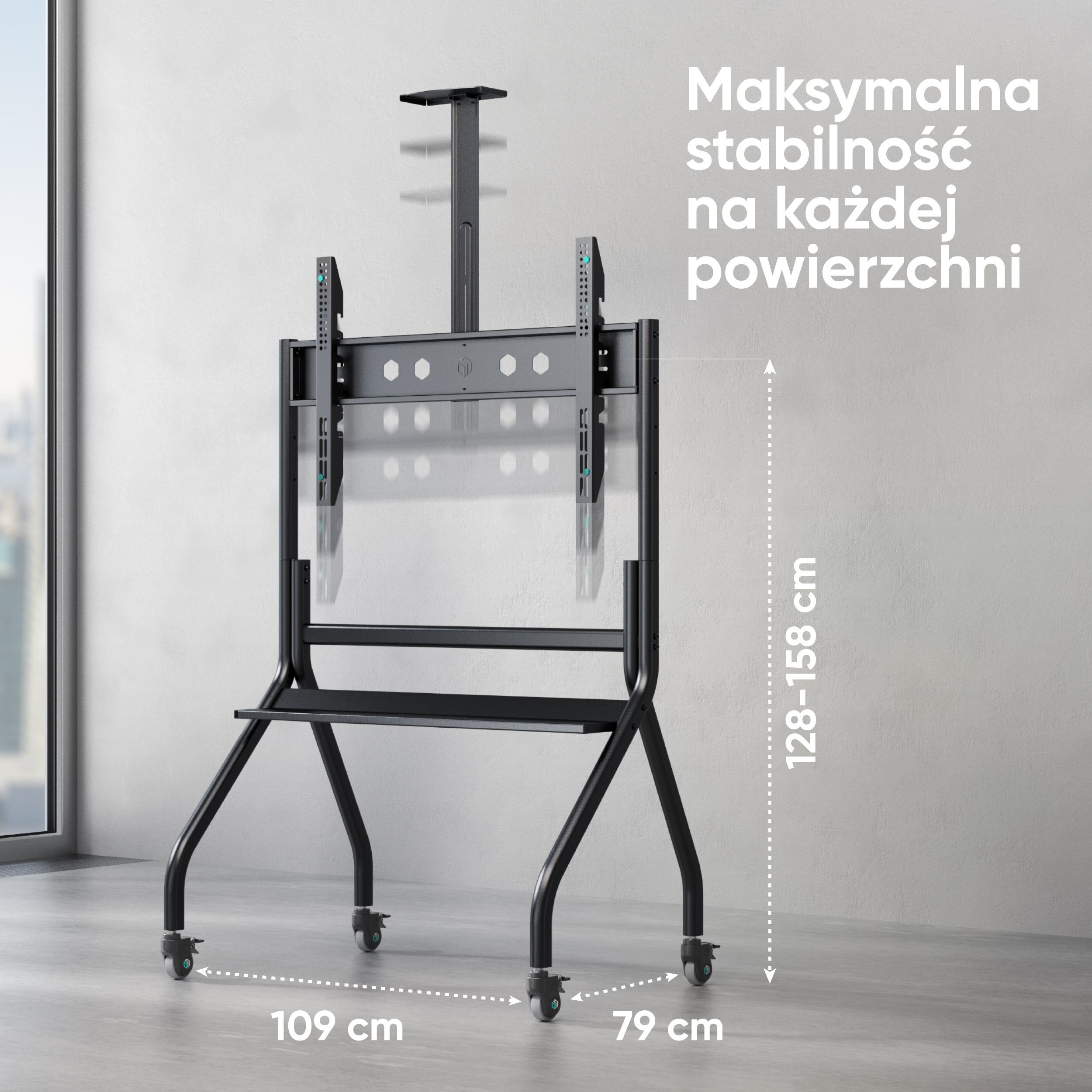 Mobilny stojak dla TV lub panelu interaktywnego 60"-120" maks 120 kg, czarny TS2080 6 Mobilny stojak dla TV lub panelu interaktywnego 60"-120" maks 120 kg, czarny TS2080 -