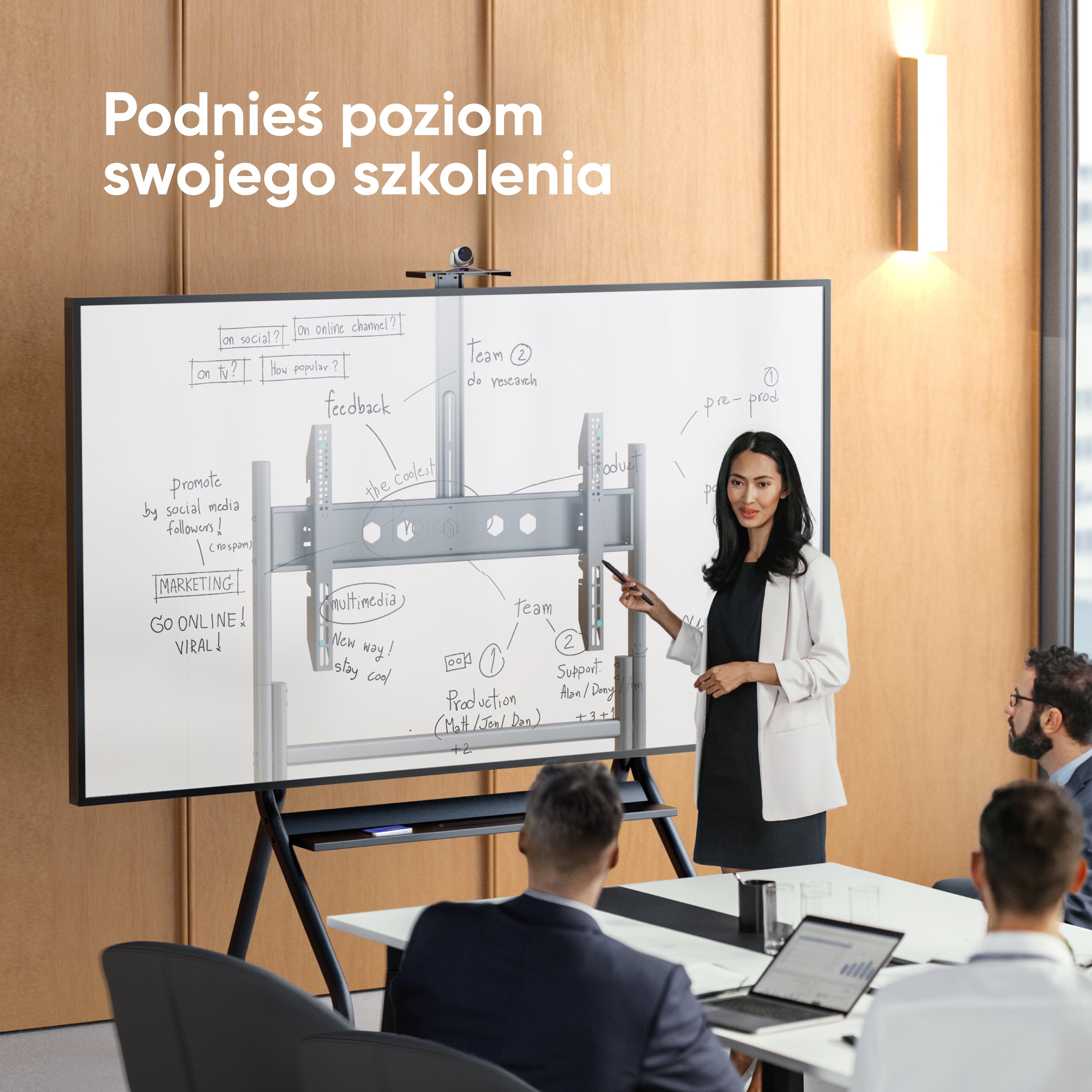 Mobilny stojak dla TV lub panelu interaktywnego 60"-120" maks 120 kg, czarny TS2080 7 Mobilny stojak dla TV lub panelu interaktywnego 60"-120" maks 120 kg, czarny TS2080 -