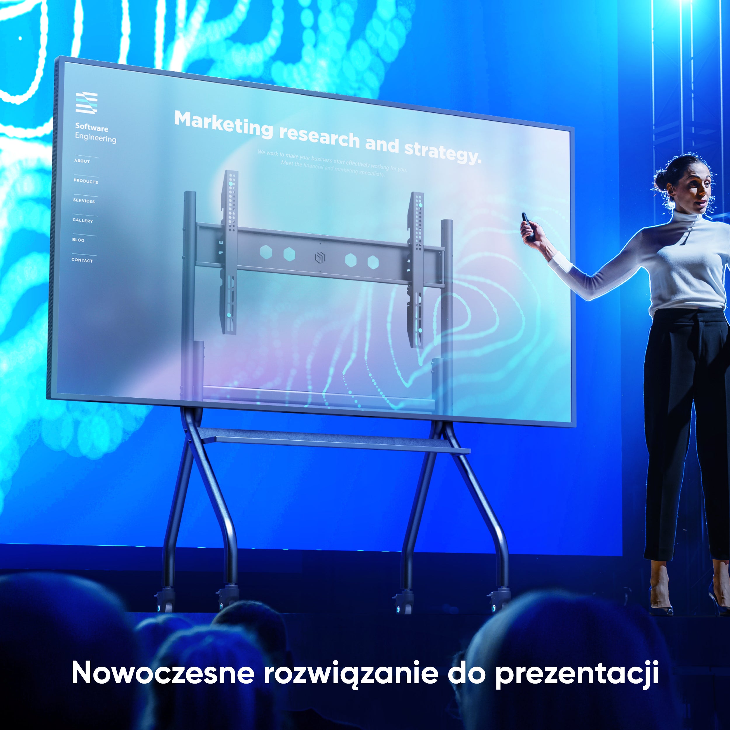 Mobilny stojak dla TV lub panelu interaktywnego 60"-120" maks 120 kg, czarny TS2080 8 Mobilny stojak dla TV lub panelu interaktywnego 60"-120" maks 120 kg, czarny TS2080 -