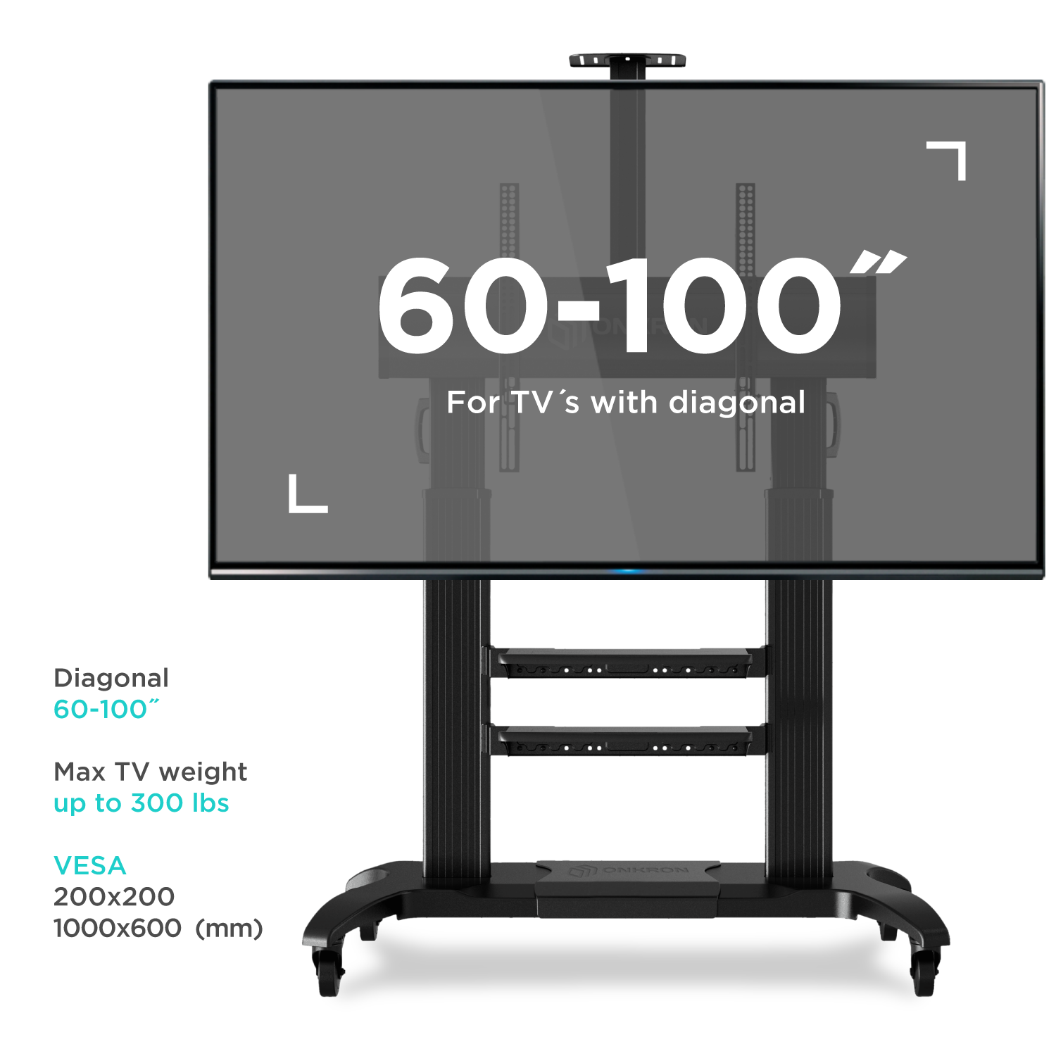 Mobilny stojak dla TV lub panelu interaktywnego 60"-100" maks 136 kg, czarny TS2811 7 Mobilny stojak dla TV lub panelu interaktywnego 60"-100" maks 136 kg, czarny TS2811 -