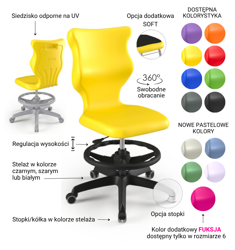 Twist czarny siedzisko czarne rozmiar 4 WK+P - bez podłokietników - stopki 3 Krzesło Twist z podnóżkiem