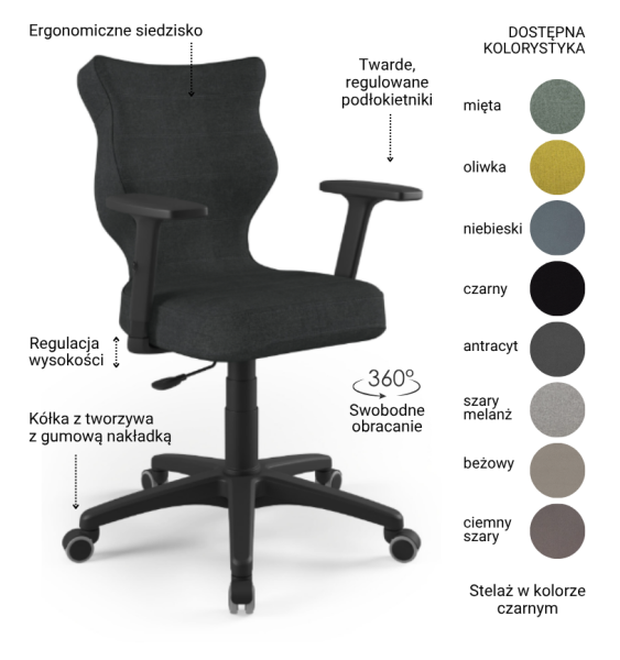 Krzesło dla nauczyciela Uni - Krzesła na kółkach