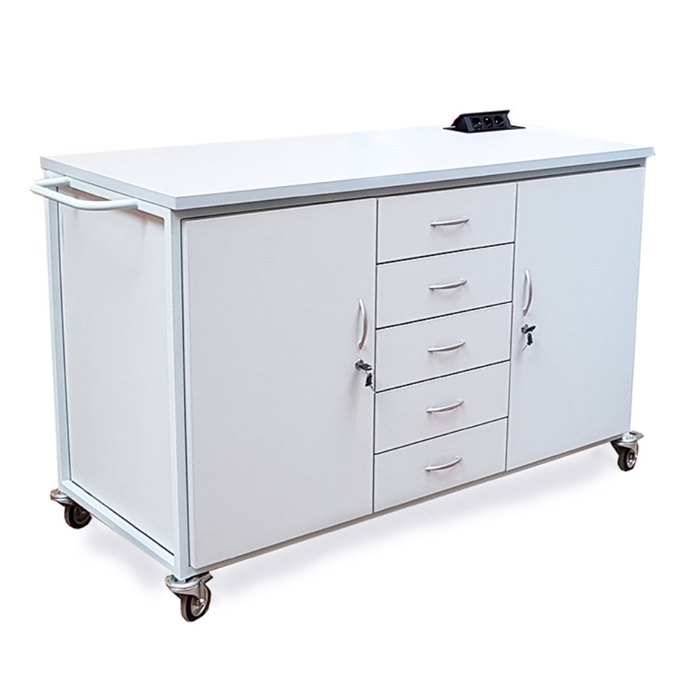 Szafka laboratoryjna mobilna z zasilaniem elektrycznym w blacie 6 Szafka laboratoryjna mobilna z zasilaniem elektrycznym w blacie -