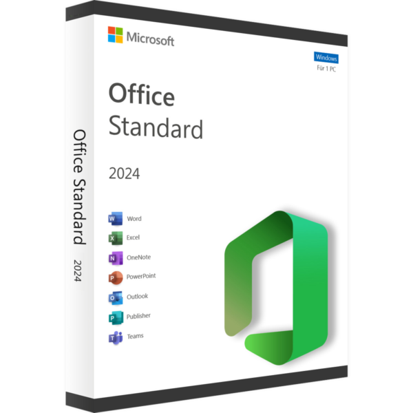 Pudełko z oprogramowaniem Microsoft Office Standard 2024 dla systemu Windows.