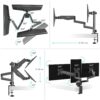 Uchwyt biurkowy dla trzech monitorów 13"-32" maks 8 kg, nachylny i obrotowy, z obracaniem, czarny G280 -