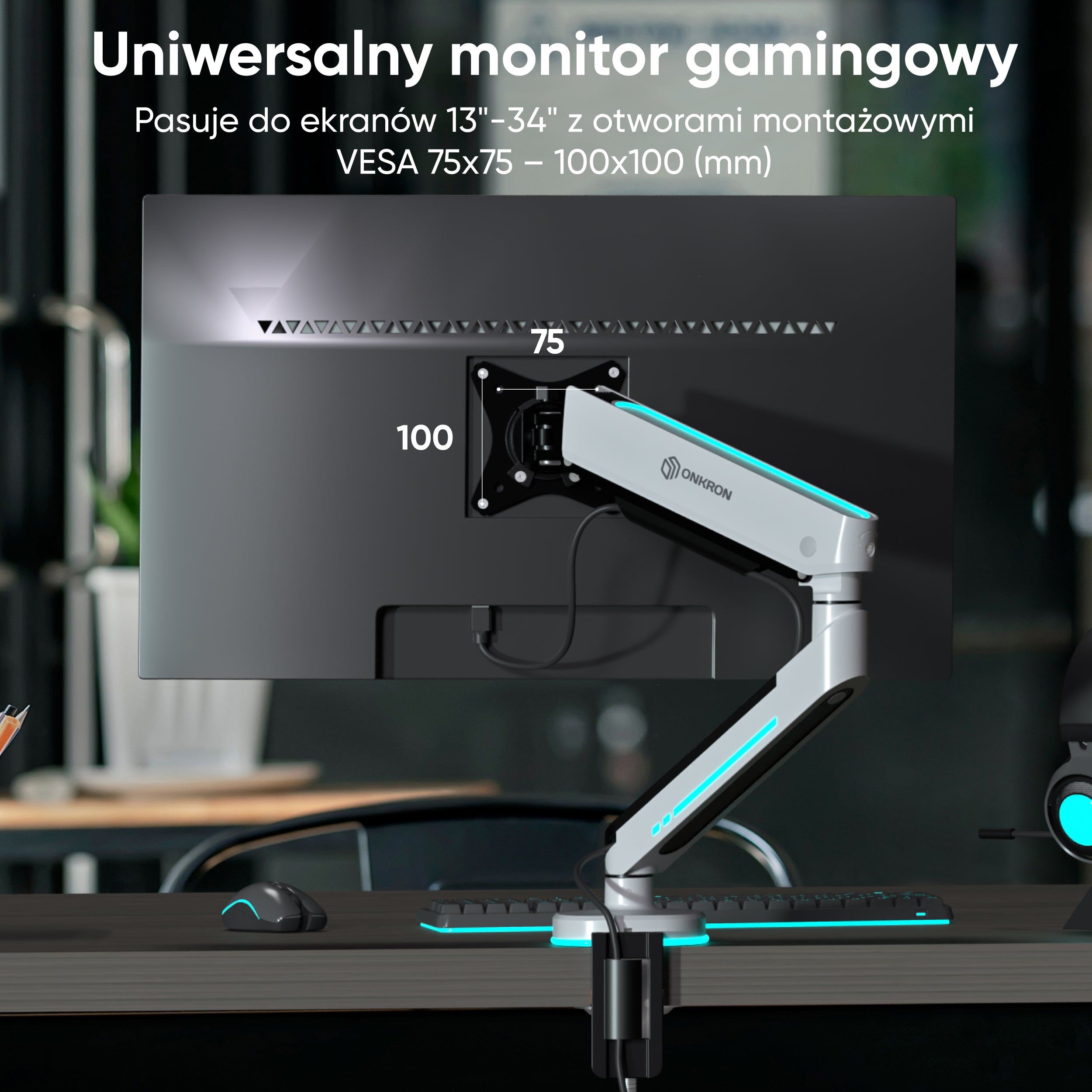 Uchwyt biurkowy do monitory 13"-32" do 9 kg GM25, Biały 4 Uchwyt biurkowy do monitory 13"-32" do 9 kg GM25, Biały -