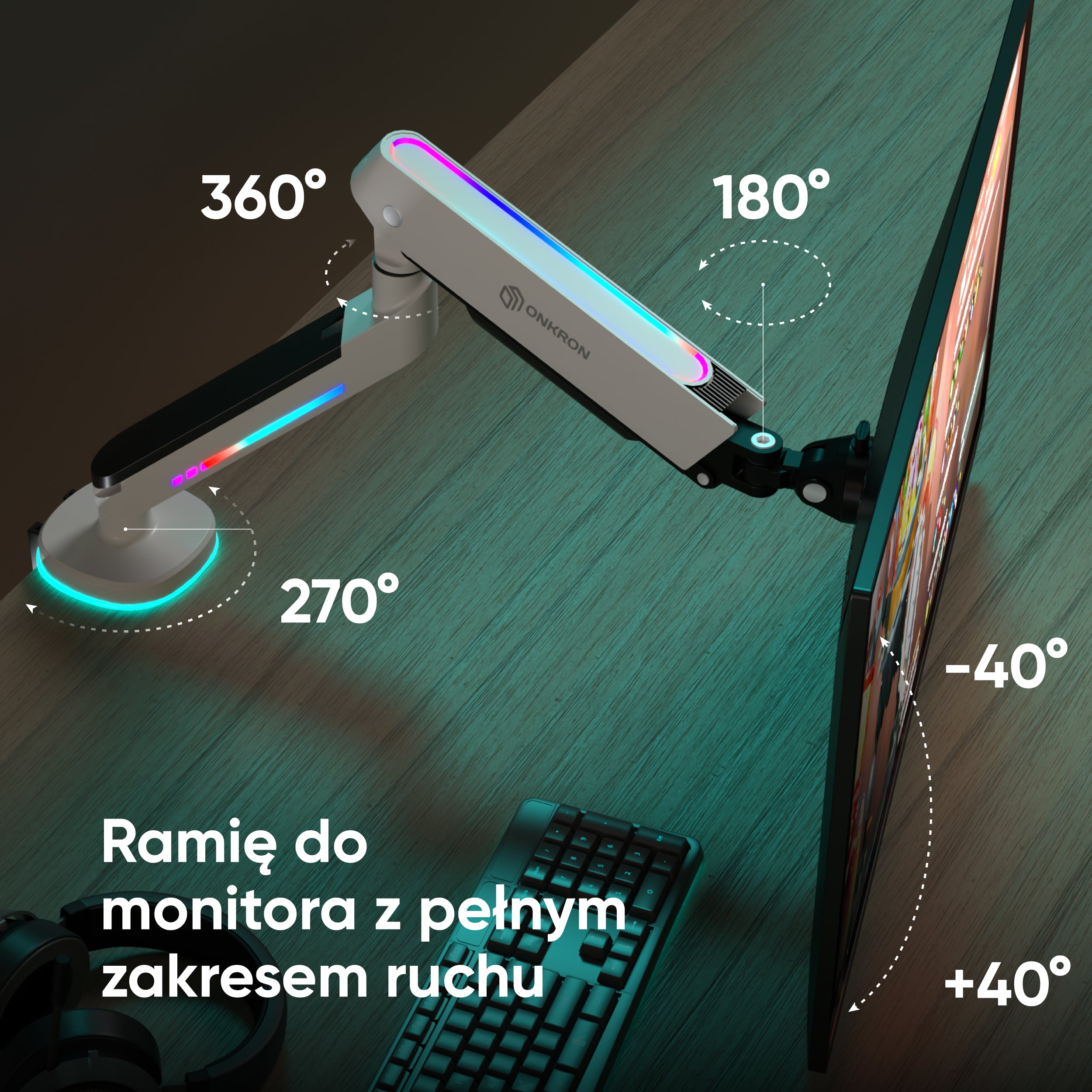 Uchwyt biurkowy do monitory 13"-32" do 9 kg GM25, Biały 5 Uchwyt biurkowy do monitory 13"-32" do 9 kg GM25, Biały -
