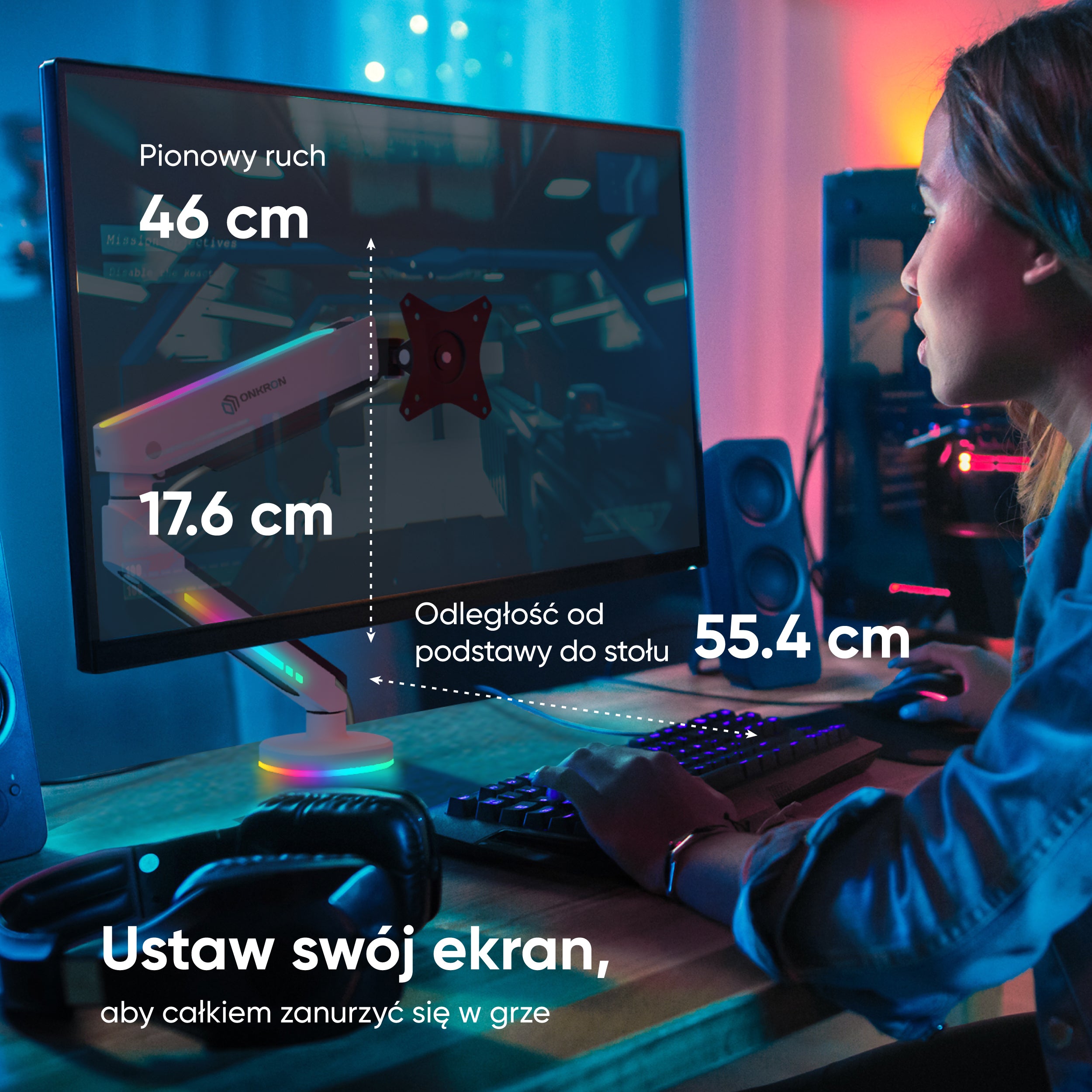 Uchwyt biurkowy do monitory 13"-32" do 9 kg GM25, Biały 6 Uchwyt biurkowy do monitory 13"-32" do 9 kg GM25, Biały -