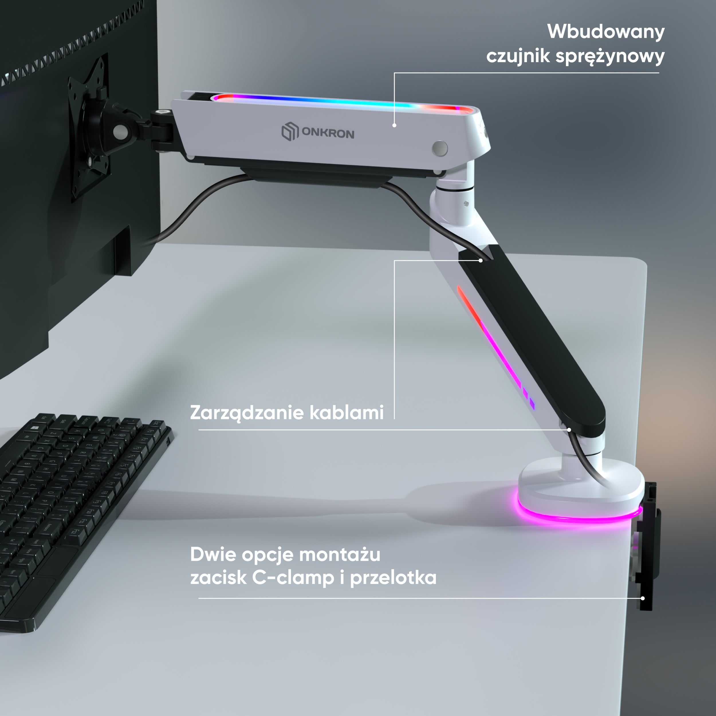 Uchwyt biurkowy do monitory 13"-32" do 9 kg GM25, Biały 8 Uchwyt biurkowy do monitory 13"-32" do 9 kg GM25, Biały -