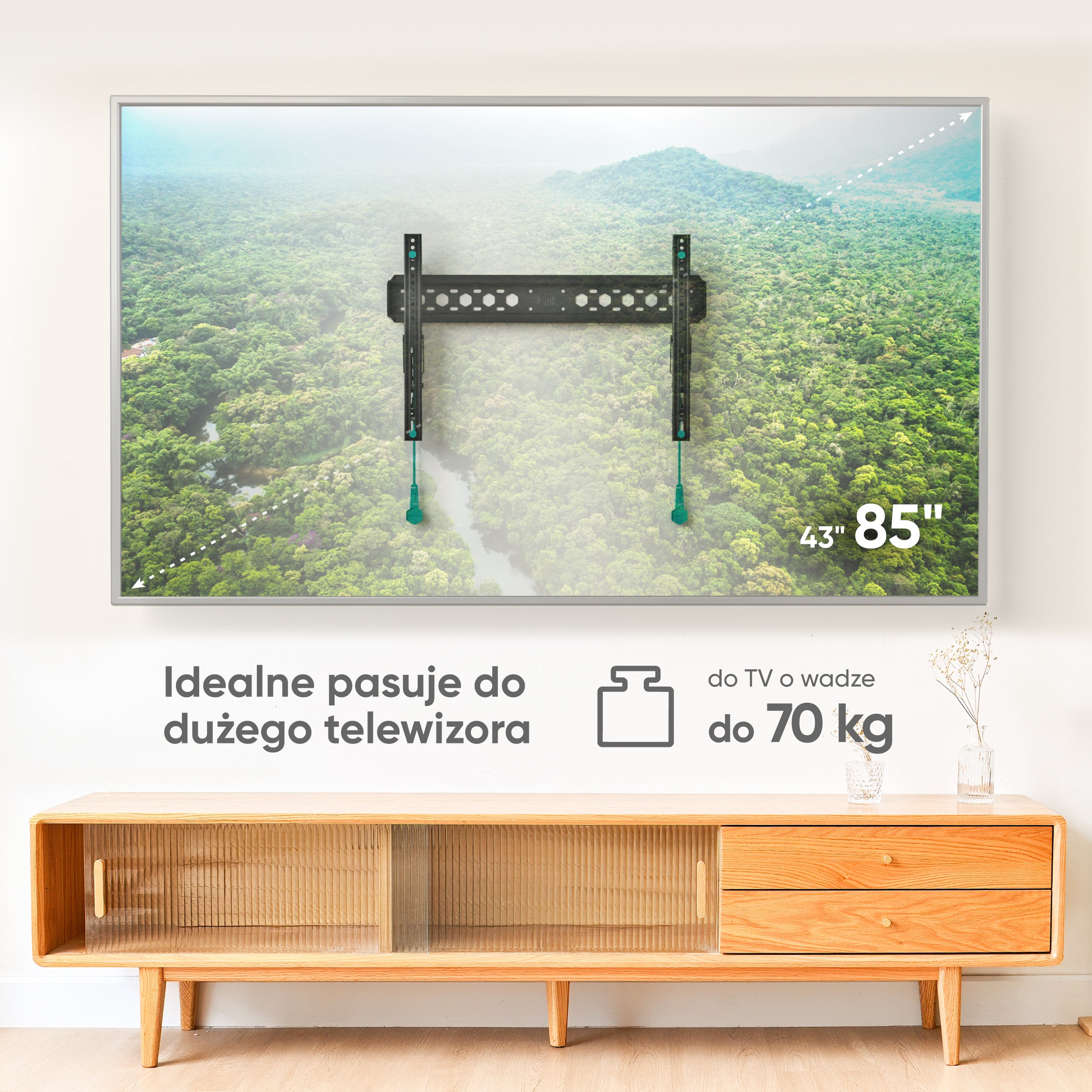 Uchwyt nachylający do TV 43"-85" maks 68 kg, czarny TM6 4 Uchwyt nachylający do TV 43"-85" maks 68 kg, czarny TM6 -