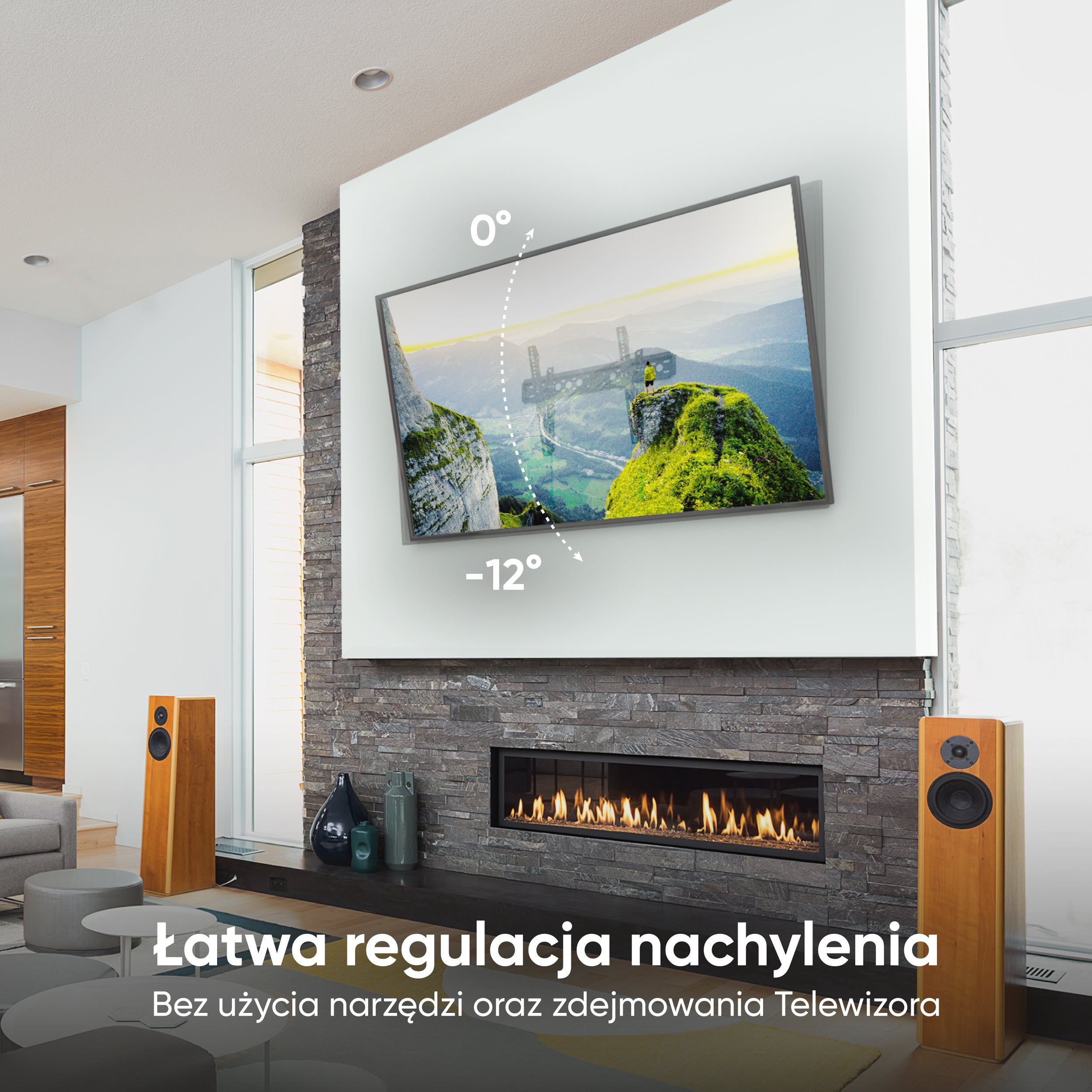 Uchwyt nachylający do TV 43"-85" maks 68 kg, czarny TM6 5 Uchwyt nachylający do TV 43"-85" maks 68 kg, czarny TM6 -