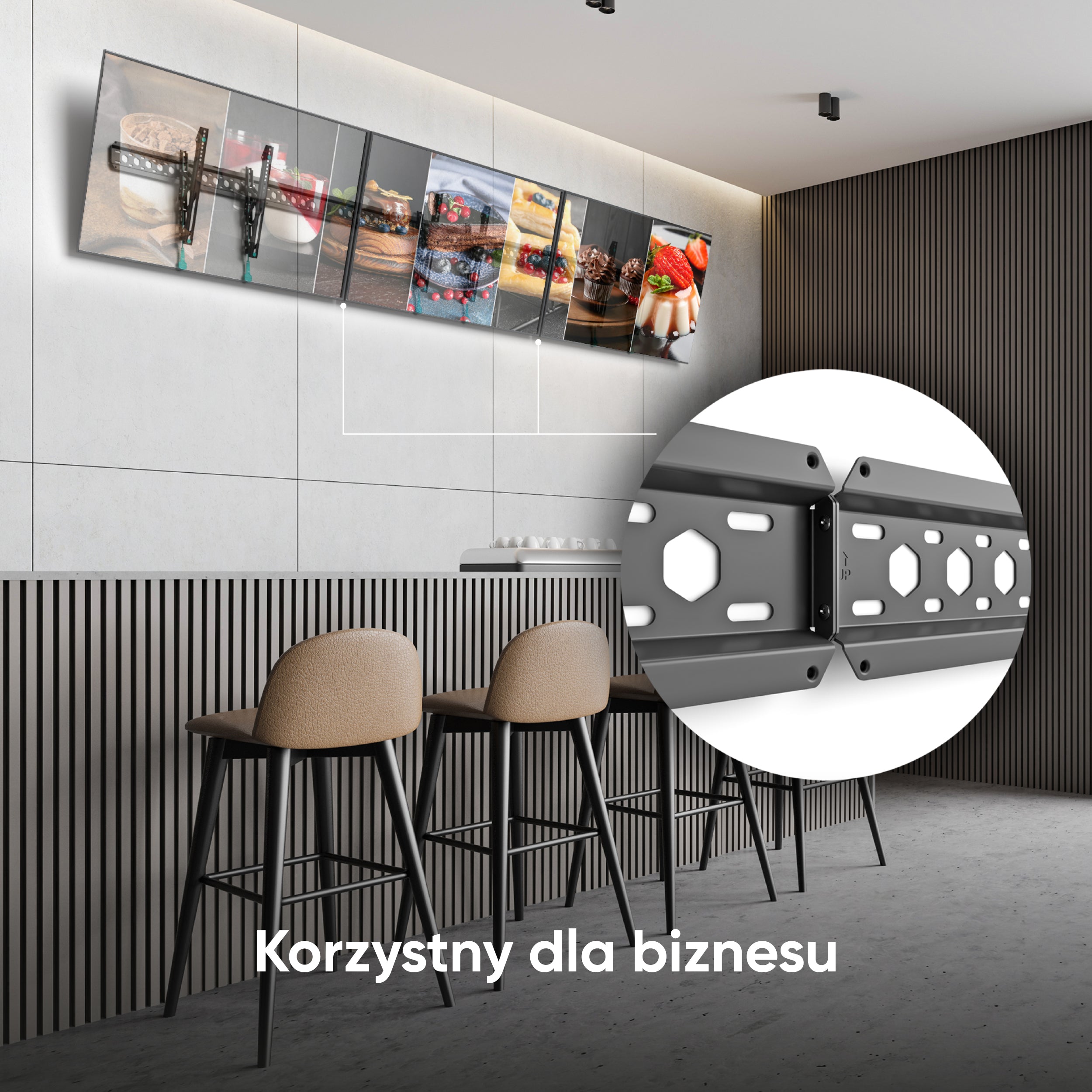 Uchwyt nachylający do TV 43"-85" maks 68 kg, czarny TM6 8 Uchwyt nachylający do TV 43"-85" maks 68 kg, czarny TM6 -