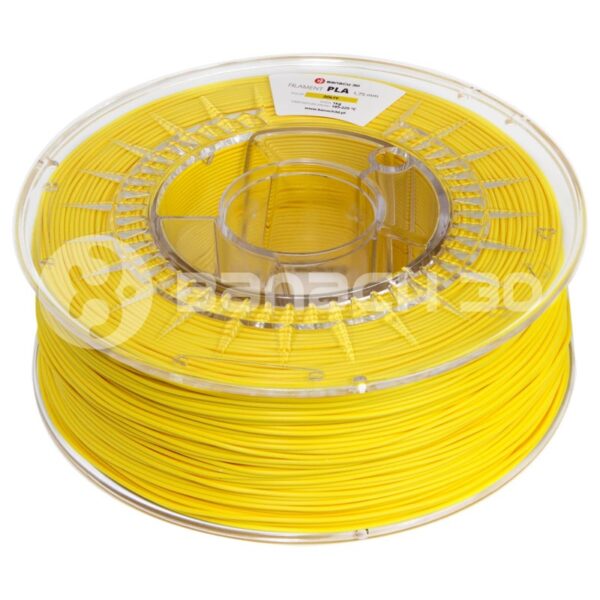 Żółty filament PLA 1,75 mm marki Banach3D na szpuli.