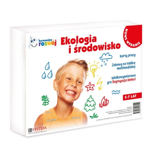 Zestaw edukacyjny Ekologia i środowisko dla dzieci w wieku 5-7 lat z kartami pracy i grami multimedialnymi.