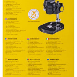 74784_bresser-microscope-national-geographic-20x-monocular_14 Mikroskop National Geographic z listą specyfikacji technicznych w różnych językach oraz informacją o 5-letniej gwarancji.