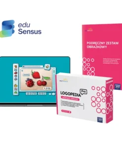 Zestaw edukacyjny Logopedia Pro z oprogramowaniem na laptopa i podręcznym zestawem obrazkowym od EduSensus.