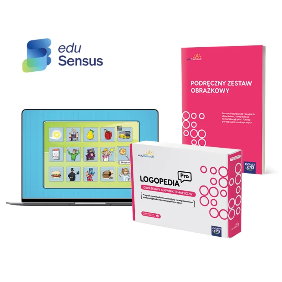 Zestaw edukacyjny Logopedia Pro z podręcznym słownikiem obrazkowym i oprogramowaniem multimedialnym eduSensus.