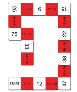 Domino arytmetyczne - dodawanie i odejmowanie do 100