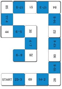 Domino arytmetyczne - mnożenie do 100 -