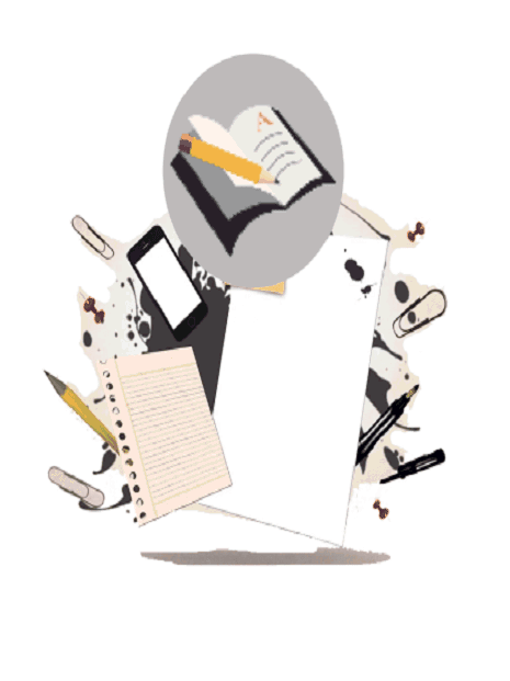 Artykuły biurowe i szkolne: notatnik, ołówek, telefon i czysta kartka papieru.