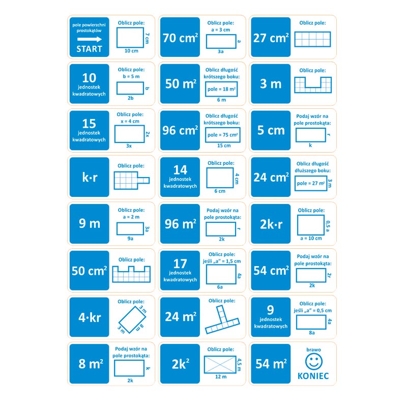 Domino geometryczne - pole prostokąta 3 Domino geometryczne - pole prostokąta -