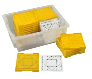 Klasowy zestaw geoplanów z kartami pracy - siatka 5 x 5 i okrąg 24 punkty - Przedmiotów ścisłych