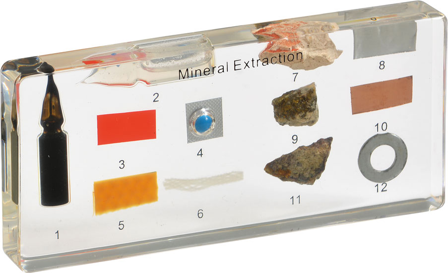 Kopaliny i produkty ich przerobu - 12 próbek w akrylu 3 Kopaliny i produkty ich przerobu - 12 próbek w akrylu -