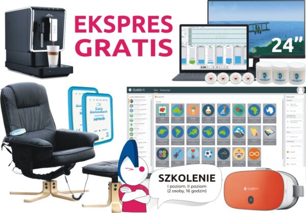 Ekspres do kawy gratis do zestawu: biofeedback, monitor 24 cale, fotel, gogle VR i szkolenie dla 2 osób.